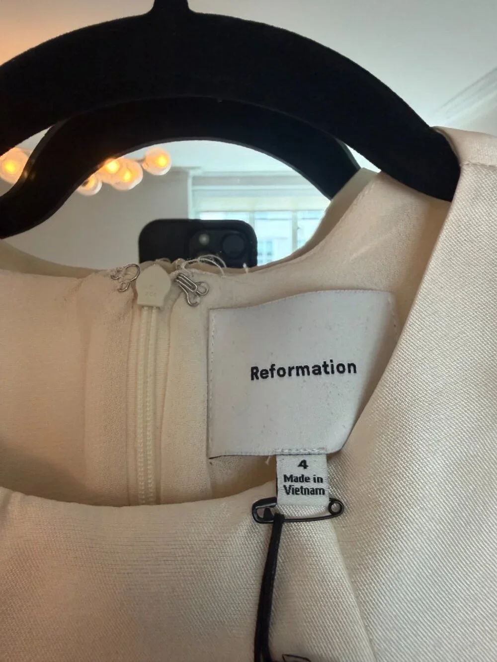 NWT Reformation Belden Dress Cream Size 4 - Picture 6 of 7